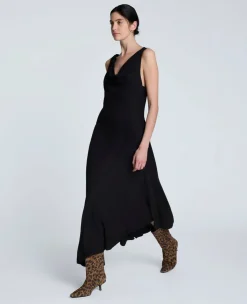 Asymmetrical Hem Cowl Neck Dress><noscript><img width=
