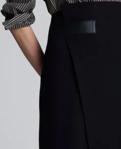 Boiled Wool Asymmetrical Slit Midi Skirt><noscript><img width=