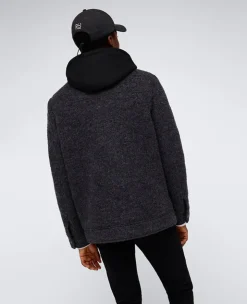 Boucle Wool Jacket with Attached Jersey Hood><noscript><img width=