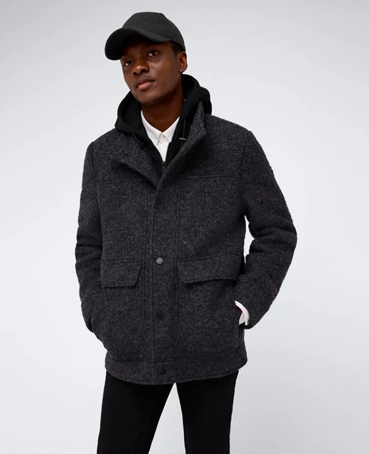 Boucle Wool Jacket with Attached Jersey Hood>Kenneth Cole Clearance