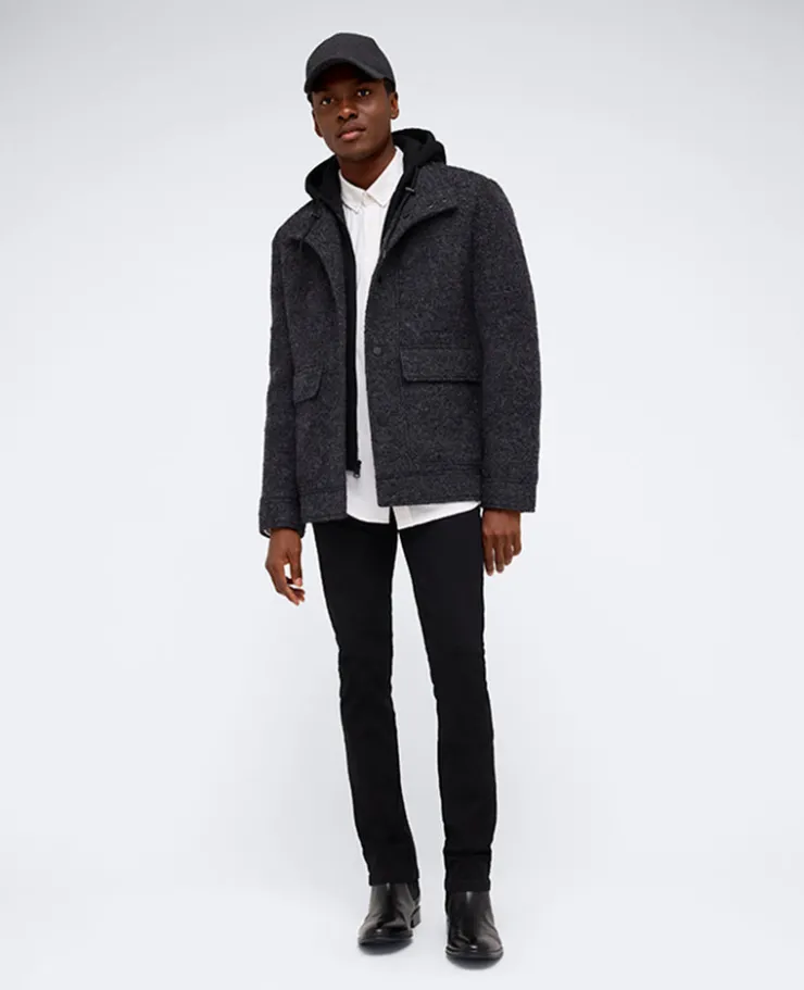Boucle Wool Jacket with Attached Jersey Hood>Kenneth Cole Clearance