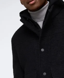 Boucle Wool Jacket with Attached Jersey Hood><noscript><img width=