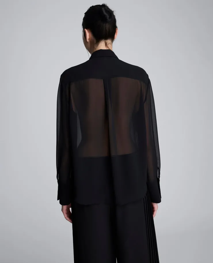 Chiffon Pleated Long Sleeve Blouse>Kenneth Cole Online