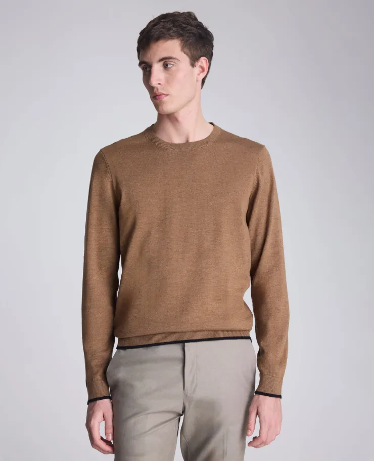 Crew Neck Sweater with Tipping Details>Kenneth Cole