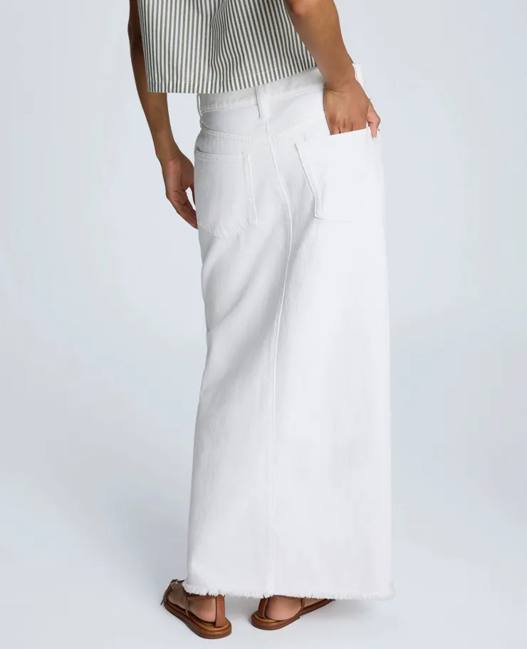 Denim Fly Front 4-Pocket Maxi Skirt With Fray Hem>Kenneth Cole Best