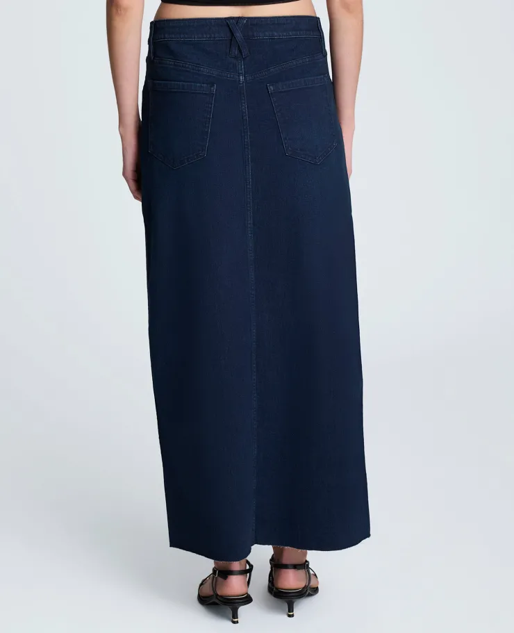 Denim Fly Front 4-Pocket Maxi Skirt With Fray Hem>Kenneth Cole Clearance