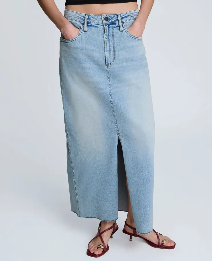 Denim Fly Front 4-Pocket Maxi Skirt With Fray Hem>Kenneth Cole Hot