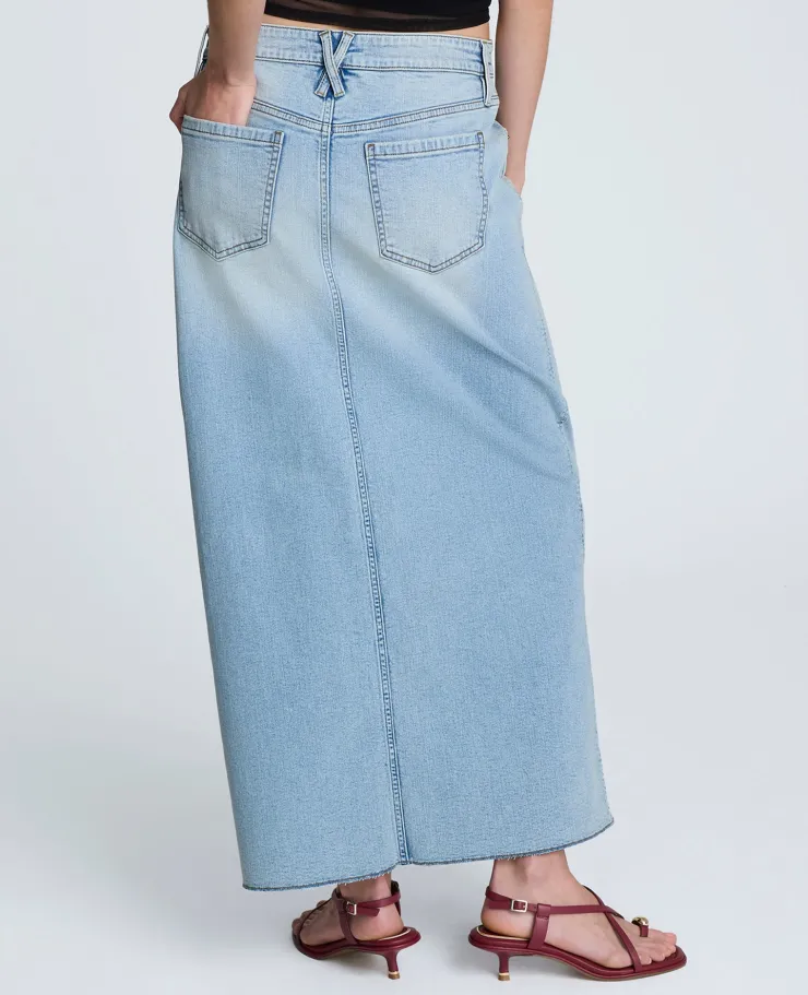 Denim Fly Front 4-Pocket Maxi Skirt With Fray Hem>Kenneth Cole Hot