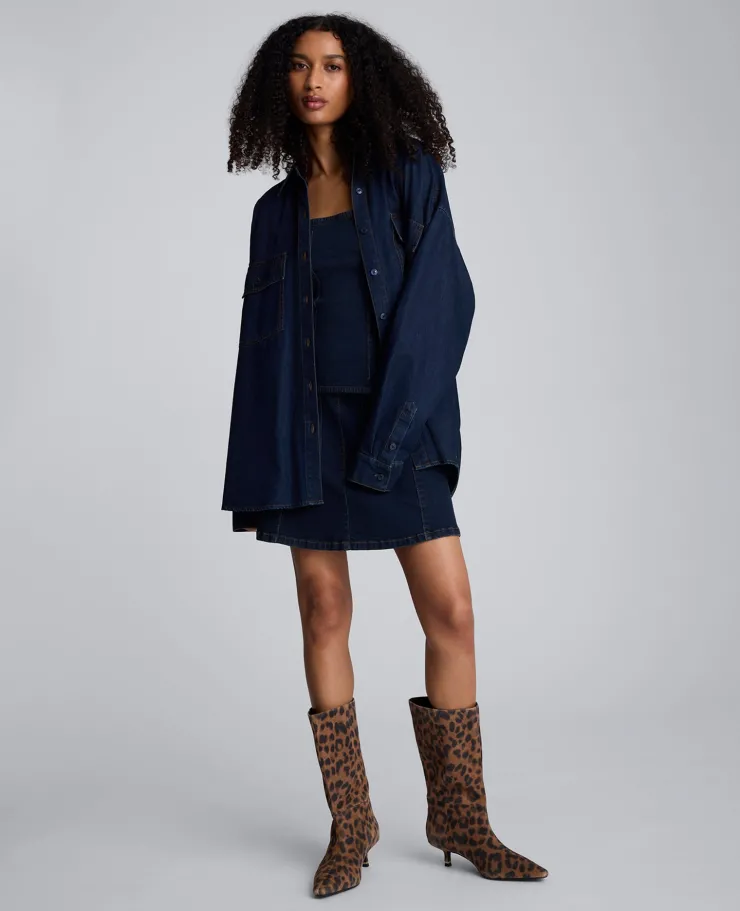 Drapey Denim Button Up Oversized Shirt>Kenneth Cole Clearance