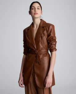 Faux Leather Belted Trench>Kenneth Cole New
