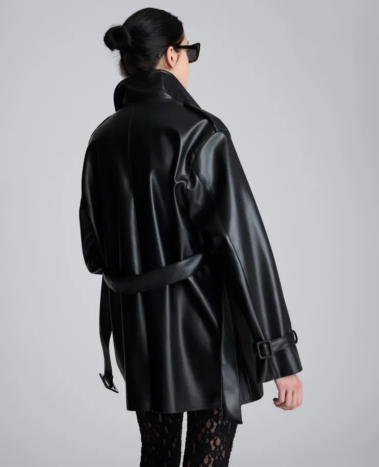 Faux Leather Double Breasted Trench>Kenneth Cole Best