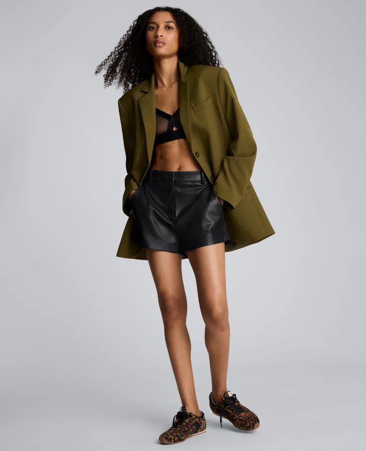 Faux Leather Fly Front Short>Kenneth Cole Outlet