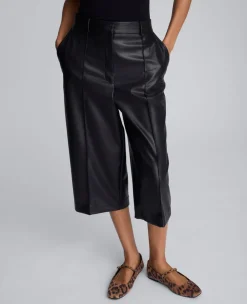 Faux Leather High Rise Pintuck Culotte>Kenneth Cole Clearance