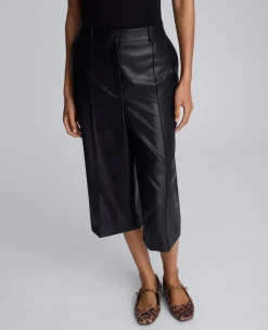 Faux Leather High Rise Pintuck Culotte><noscript><img width=