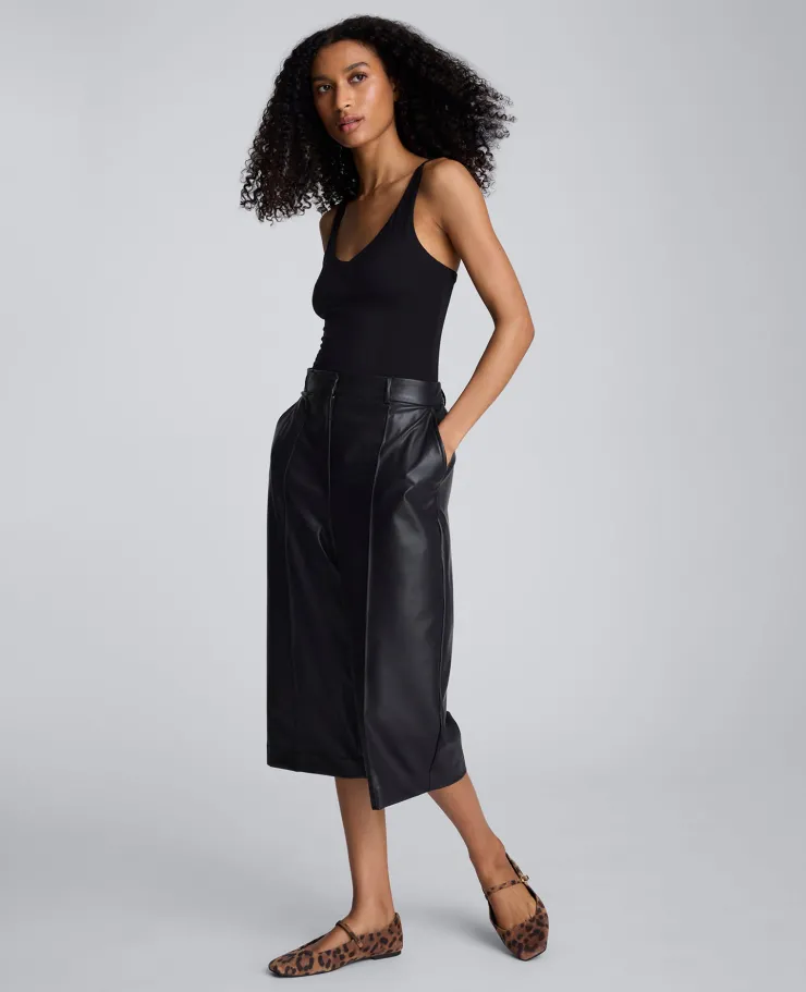 Faux Leather High Rise Pintuck Culotte>Kenneth Cole Clearance