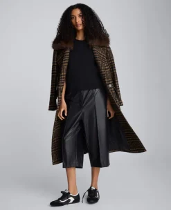 Faux Leather High Rise Pintuck Culotte><noscript><img width=