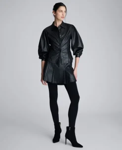 Faux Leather Pleated Mini Skirt><noscript><img width=