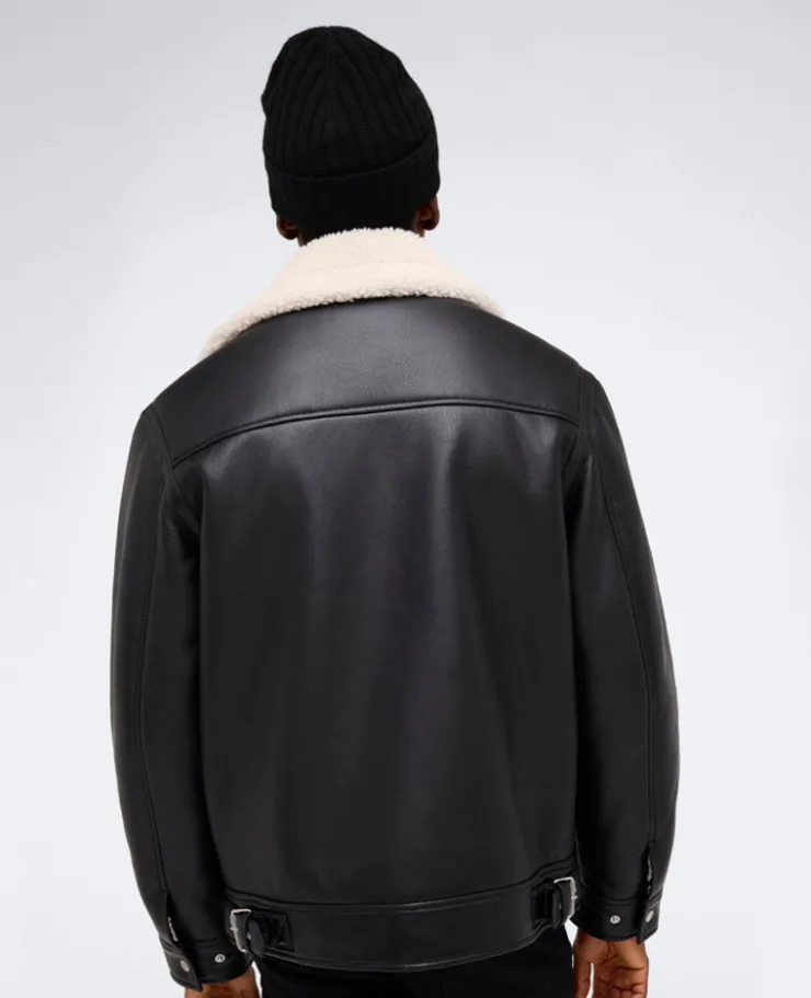 Faux Shearling Moto Jacket>Kenneth Cole