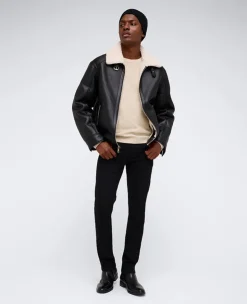 Faux Shearling Moto Jacket><noscript><img width=