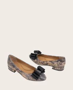 GENTLE SOULS - Atlas Snakeskin Leather Bow Flat><noscript><img width=