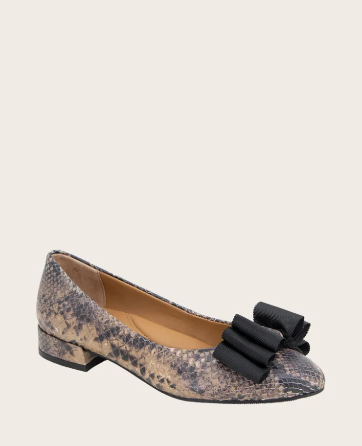GENTLE SOULS - Atlas Snakeskin Leather Bow Flat>Kenneth Cole Clearance