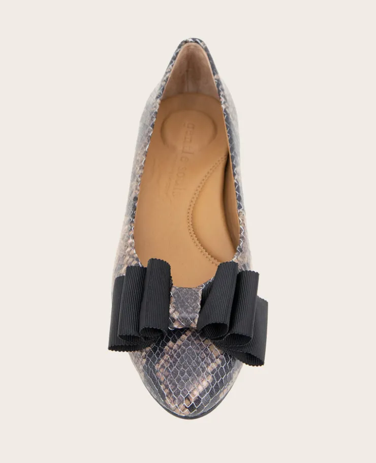 GENTLE SOULS - Atlas Snakeskin Leather Bow Flat>Kenneth Cole Clearance
