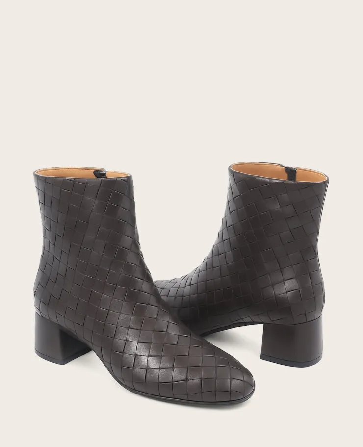 GENTLE SOULS - Elodie Leather Woven Side Zip Boot>Kenneth Cole New