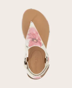GENTLE SOULS - Holly Suede Floral Ankle Strap Thong><noscript><img width=