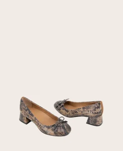 GENTLE SOULS - Lancine Snakeskin Leather Bow Heel><noscript><img width=