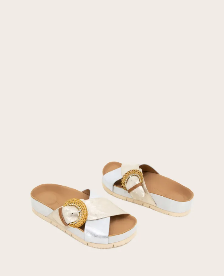 GENTLE SOULS - Louisa X Band Metallic Combo Platform Slip On>Kenneth Cole