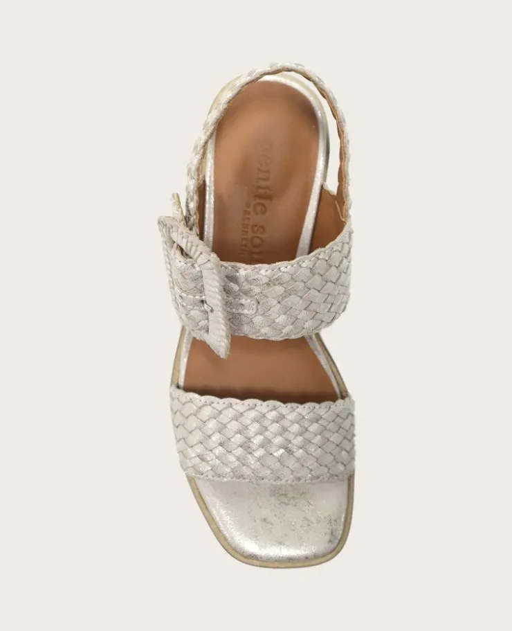 GENTLE SOULS - Madylyn Metallic Woven Leather Heel Sandal>Kenneth Cole