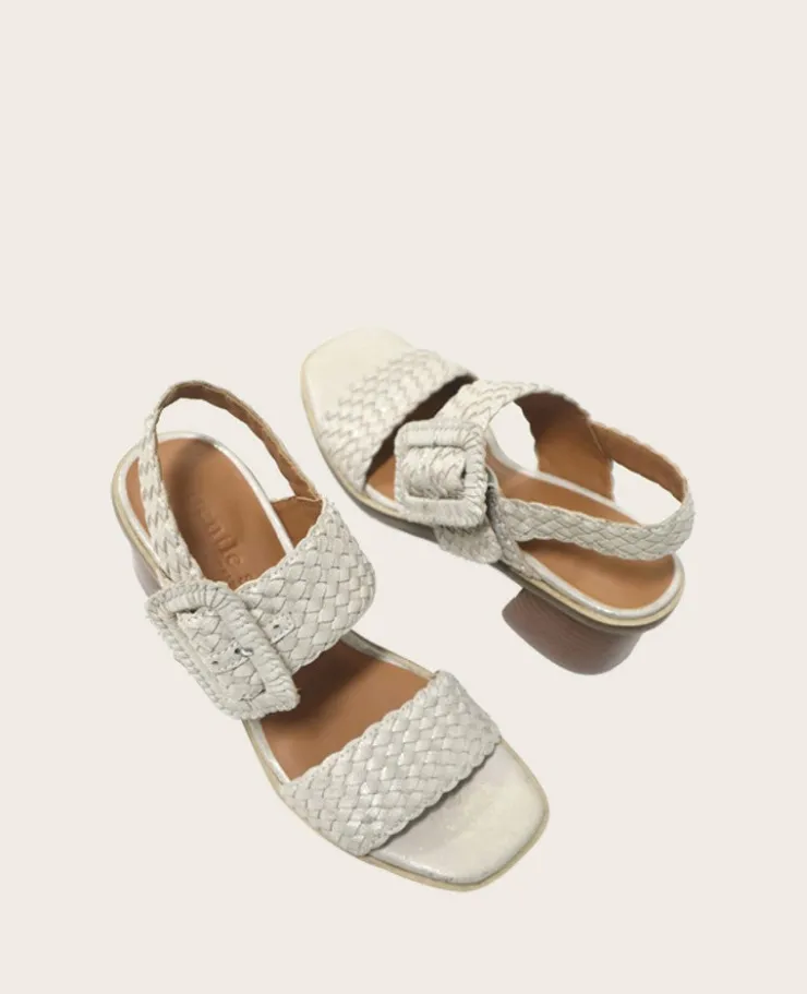 GENTLE SOULS - Madylyn Metallic Woven Leather Heel Sandal>Kenneth Cole