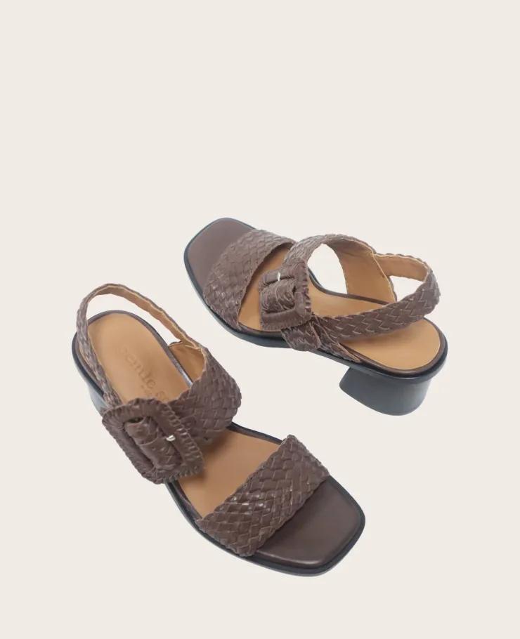 GENTLE SOULS - Madylyn Woven Leather Heel Sandal>Kenneth Cole Sale
