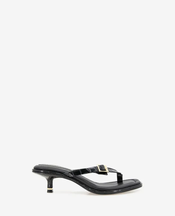 Gillie Embossed Croco Kitten Heel Buckle Sandal>Kenneth Cole Outlet