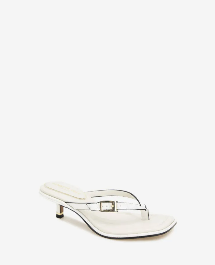Gillie Embossed Croco Kitten Heel Buckle Sandal>Kenneth Cole Clearance