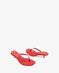Gillie Embossed Lizard Kitten Heel Buckle Sandal><noscript><img width=