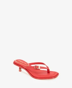 Gillie Embossed Lizard Kitten Heel Buckle Sandal><noscript><img width=