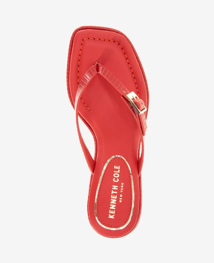 Gillie Embossed Lizard Kitten Heel Buckle Sandal>Kenneth Cole Outlet