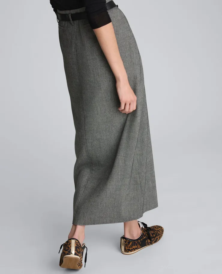 Herringbone Slit Front Belted Midi Skirt>Kenneth Cole Best