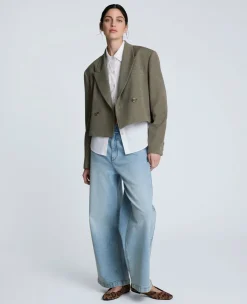 Houndstooth Cropped Double Breasted Jacket><noscript><img width=