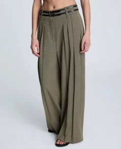 Houndstooth Wide Leg Double Belted Pant>Kenneth Cole Best