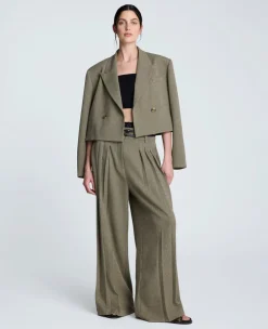 Houndstooth Wide Leg Double Belted Pant><noscript><img width=