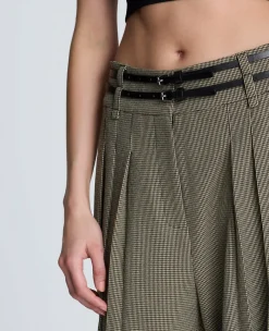 Houndstooth Wide Leg Double Belted Pant><noscript><img width=
