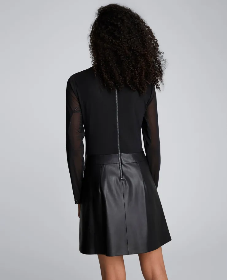 Jodie Mock Neck Mixed Media Dress>Kenneth Cole Online