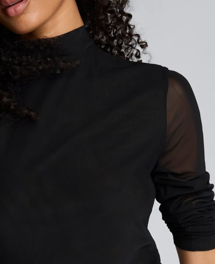 Jodie Mock Neck Mixed Media Dress>Kenneth Cole Online
