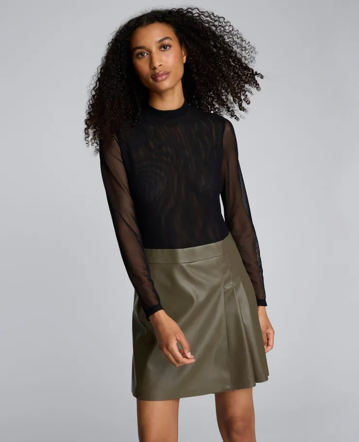 Jodie Mock Neck Mixed Media Dress>Kenneth Cole Online