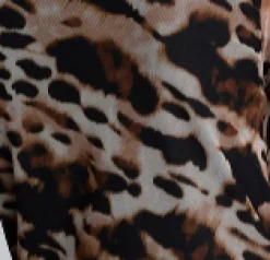 Long Sleeve Animal Printed Center Front Turtleneck Knit Ruched Top><noscript><img width=