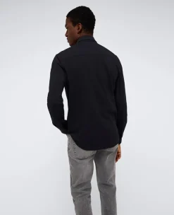 Long Sleeve Button Down Stretch Shirt with Pocket><noscript><img width=
