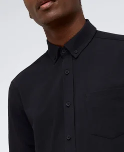 Long Sleeve Button Down Stretch Shirt with Pocket><noscript><img width=