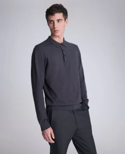 Long Sleeve Button Sweater Polo><noscript><img width=